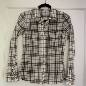 👕Comfy James Perse White/Gray Boyfriend Flannel